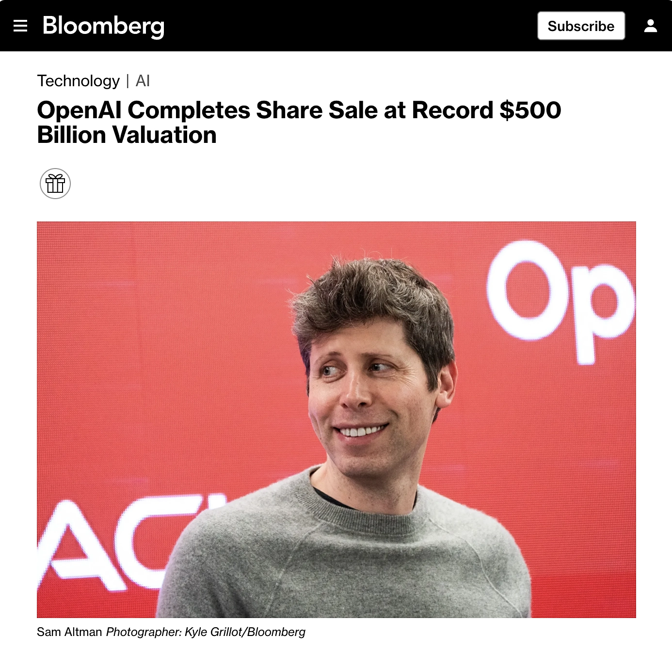 OpenAI 被曝完成股份出售，估值达 5000 亿美元创新高