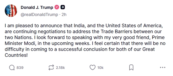 口风变了！特朗普：期待和我非常好的朋友莫迪对话