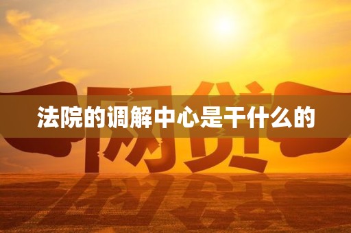 法院的调解中心是干什么的