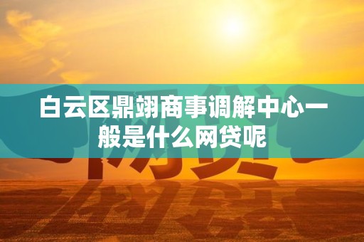 白云区鼎翊商事调解中心一般是什么网贷呢