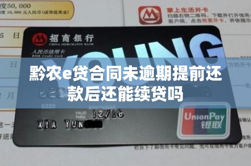 黔农e贷合同未逾期提前还款后还能续贷吗