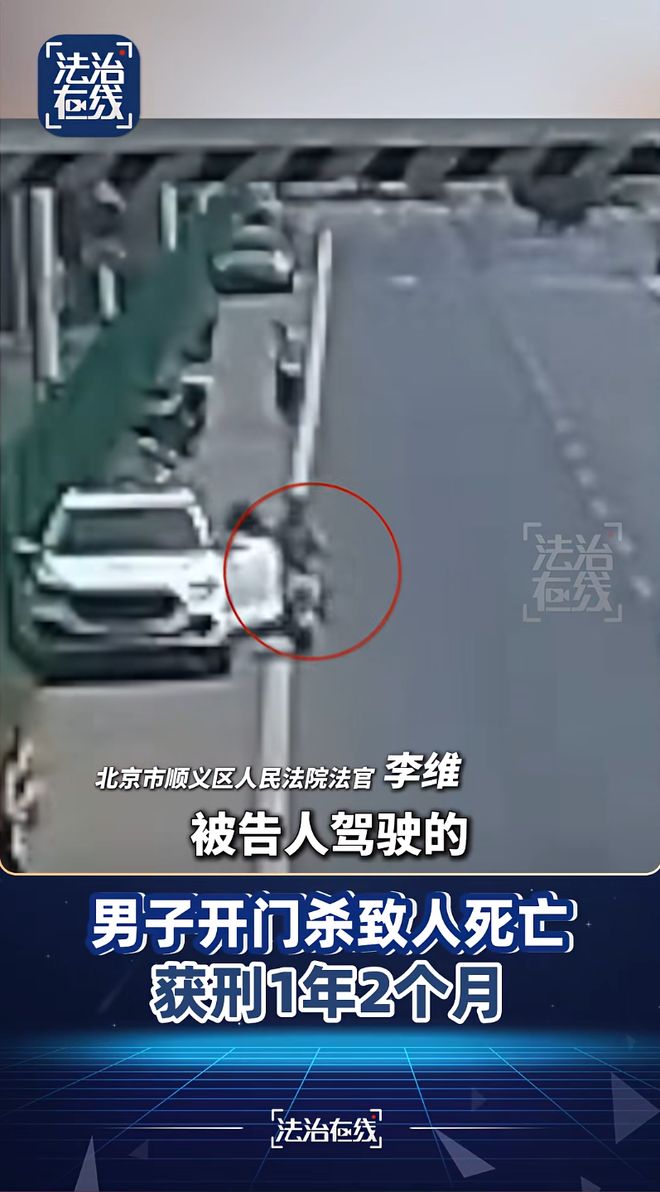 北京男子违停又突然开车门，“开门杀”致一骑车人抢救无效死亡，司机负全责被判1年2个月，视频曝光
