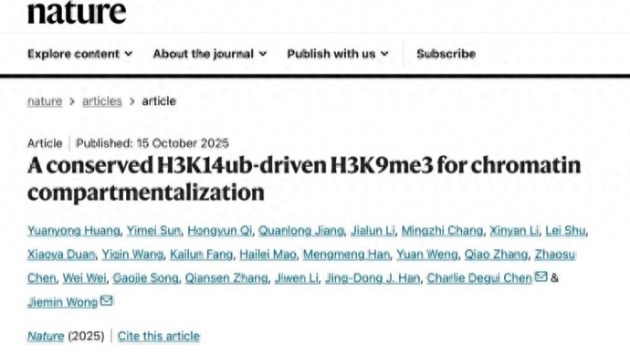 华东师大团队《自然》发文：揭开染色质“记忆传承”的关键机制