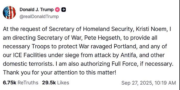 特朗普下令向波特兰出兵,誓言动用全部武力,西海岸阴云笼罩