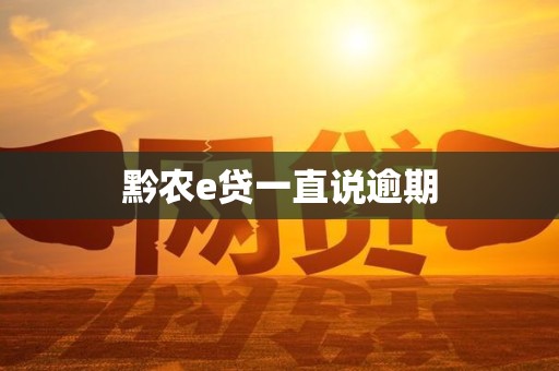 黔农e贷一直说逾期