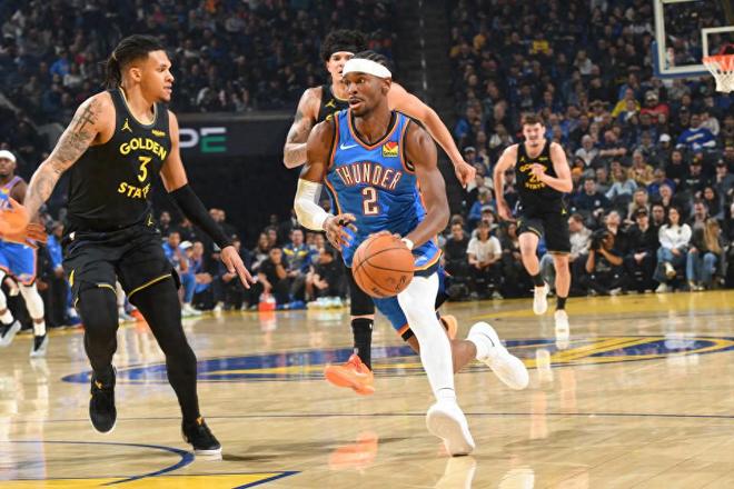 库追巴三巨头缺席!勇士37分惨败雷霆 亚历山大三节30+7豪取4连胜