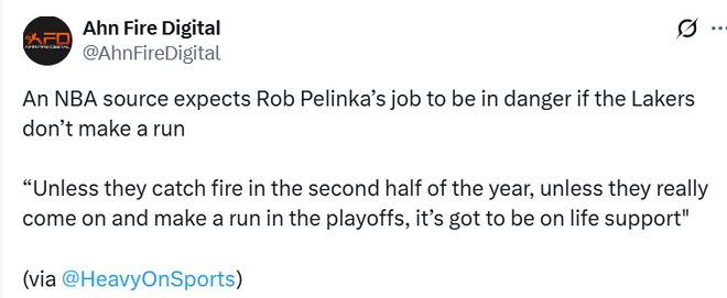 曝佩林卡面临下课危险!东詹成绩未达预期:湖人离附加赛区并不远