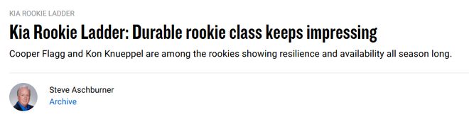 NBA官网新秀榜更新:弗拉格居首克努佩尔第2 开拓者乐福升至第9