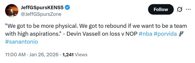 大爆冷!文班16+16外线哑火输锡安 马刺不敌倒数第一暴露3大问题