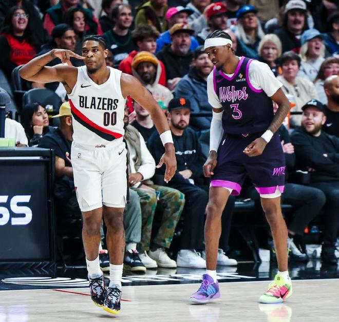 兰德尔13+7+6,华子34分麦丹化身全能战士,森林狼三杀开拓者