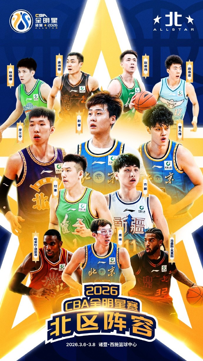 CBA全明星名单更新:张镇麟&邹阳分别顶替约克&孙铭徽入选