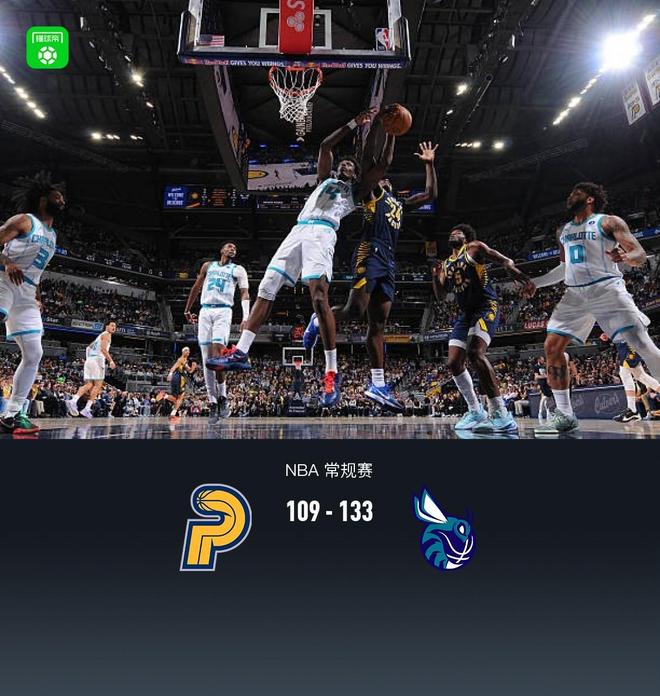 黄蜂133-109大胜步行者,布兰登-米勒33+7+4,克努佩尔28分